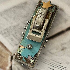 RICHARD SALLEY Artisan Crafted Lunch Box Brooch with Sterling Silver is NWOT!